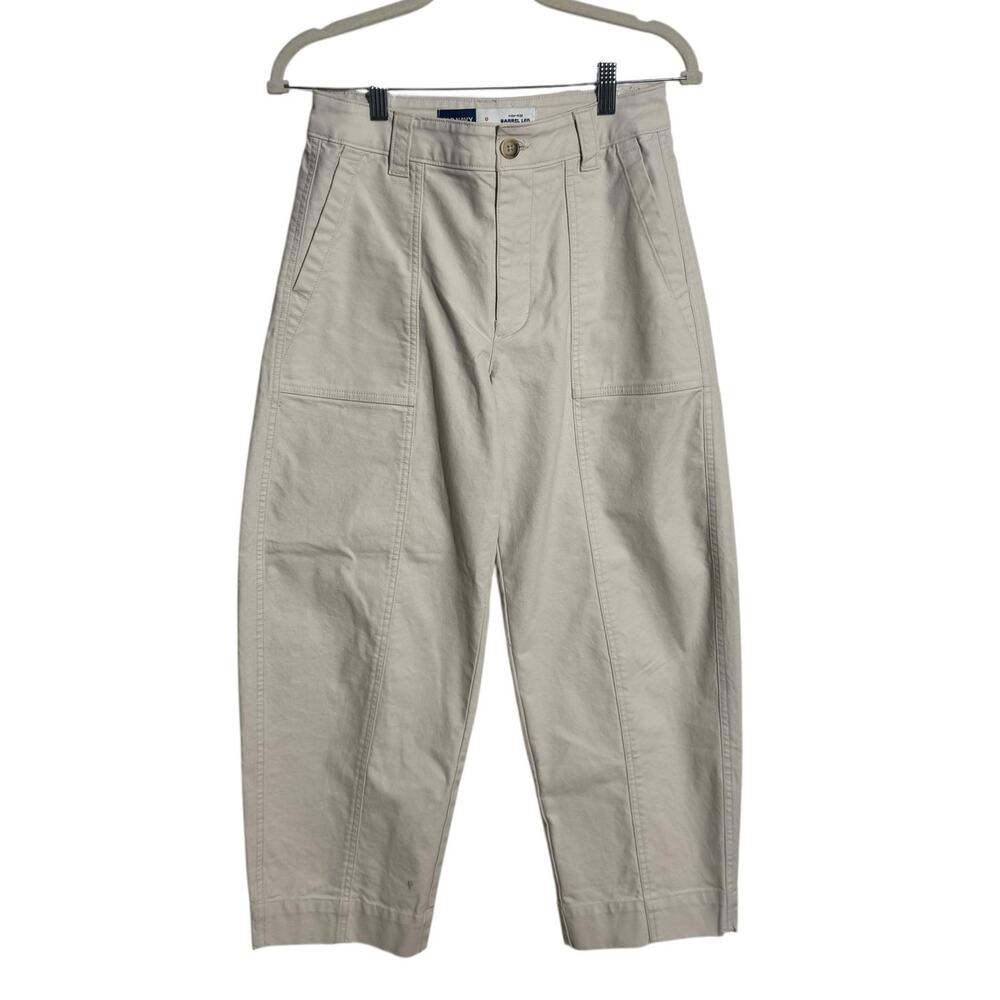 Old Navy High-Waist Barrel Leg Pants in Ivory